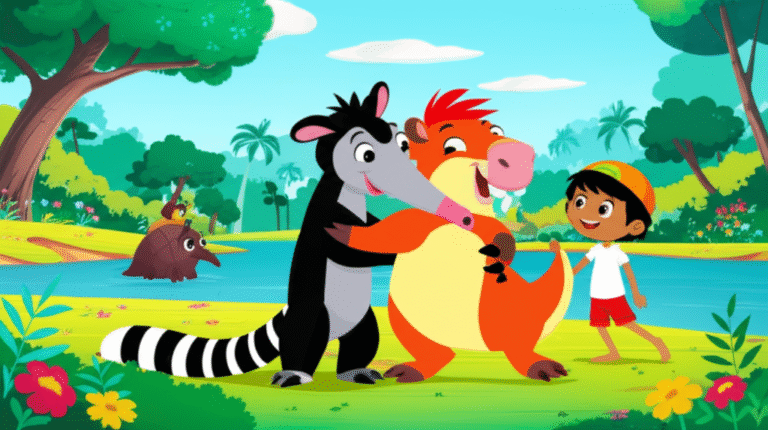 História Infantil sobre bullying: Imagem que ilustra Léo, Nina e Pedrinho juntos, simbolizando a amizade e a superação de desafios.