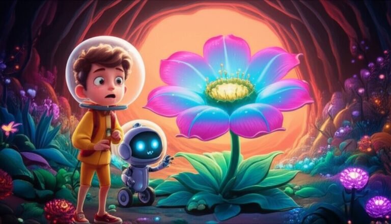 História Infantil sobre a aventura de Leo e Giga em Marte, descobrindo o jardim secreto de Floris.