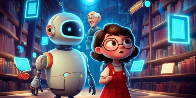 História Infantil sobre valores pdf: O Tesouro Escondido na Nuvem. Ilustração de Clara, Ohm e Dr. Benício em uma aventura digital sobre valores.