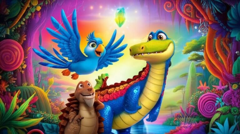 História Infantil sobre Afonso, o jacaré colorido, Celeste, a arara vibrante, e Bento, o tatu-bola, celebrando suas diferenças no Vale das Cores.