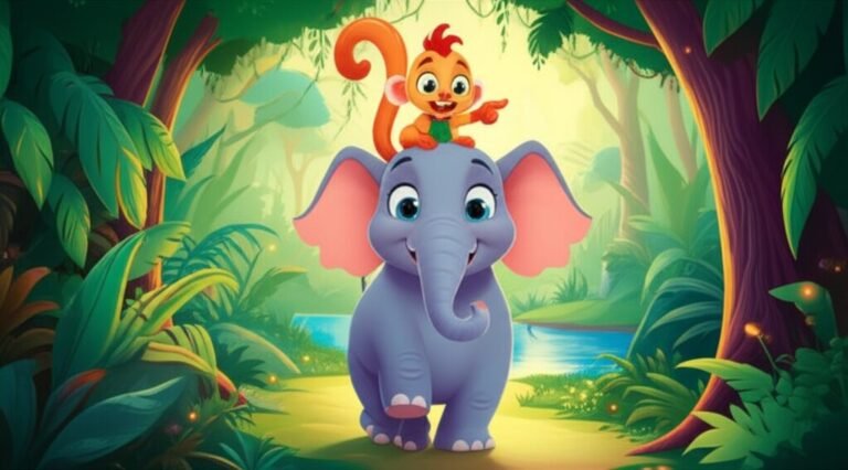 História Infantil sobre a aventura de Joca, o elefante, e Lila, a sagui, explorando a Floresta Cintilante da Amazônia.