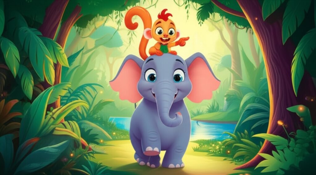 História Infantil sobre a aventura de Joca, o elefante, e Lila, a sagui, explorando a Floresta Cintilante da Amazônia.